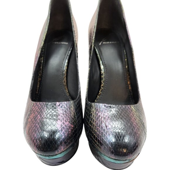 Brian Atwood Ferguson Platform Stiletto Heels Metallic Snake NEW Women's Sz. 8.5 - Picture 4 of 10
